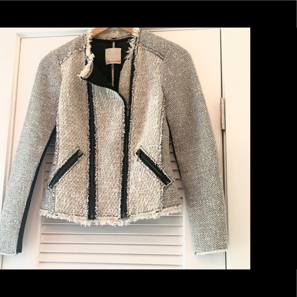 Stylish Rebecca Taylor Tweed Moto Jacket